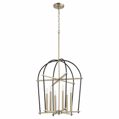 Quorum Espy 6-LT Entry & Foyer Light - Noir w/Aged Brass - 687-6-6980