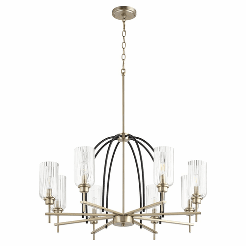 Quorum Espy 8-LT Chandelier - Noir w/Aged Brass - 607-8-6980