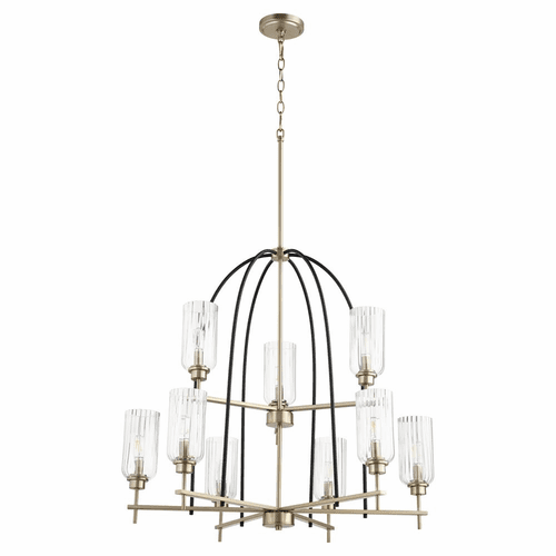 Quorum Espy 9-LT Chandelier - Noir w/Aged Brass - 607-9-6980