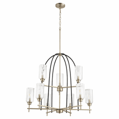 Quorum Espy 9-LT Chandelier - Noir w/Aged Brass - 607-9-6980