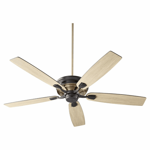 Quorum Gamble 60" 5-Blade Ceiling Fan - Noir w/Aged Brass - 50605-69