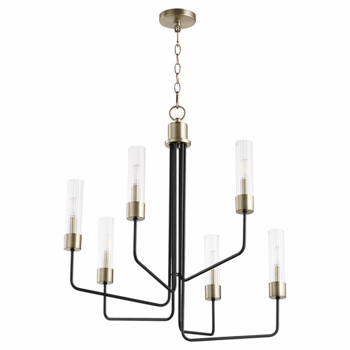 Quorum Helix 6-LT Chandelier - Noir w/Aged Brass - 695-6-6980