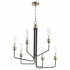 Quorum Helix 6-LT Chandelier - Noir w/Aged Brass - 695-6-6980