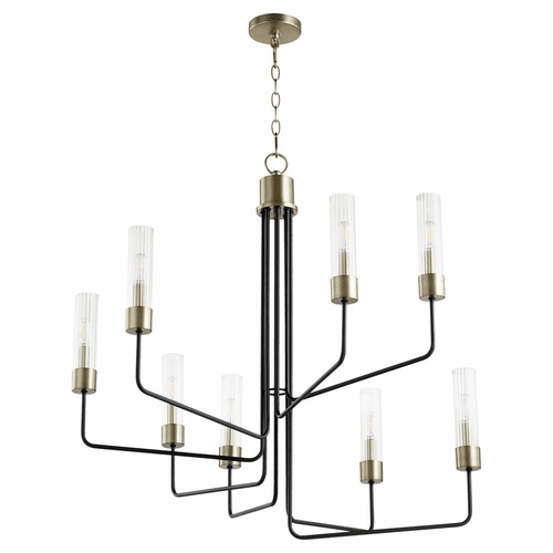 Quorum Helix 8-LT Chandelier - Noir w/Aged Brass - 695-8-6980