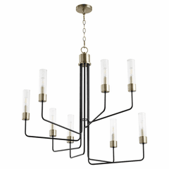 Quorum Helix 8-LT Chandelier - Noir w/Aged Brass - 695-8-6980 Quorum Helix 8-LT Chandelier - Noir w/Aged Brass - 695-8-6980
