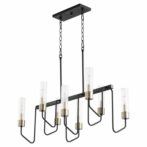 Quorum Helix 8-LT Linear Chandelier - Noir w/Aged Brass - 895-8-6980