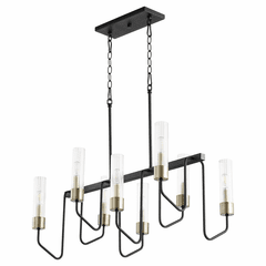Quorum Helix 8-LT Linear Chandelier - Noir w/Aged Brass - 895-8-6980