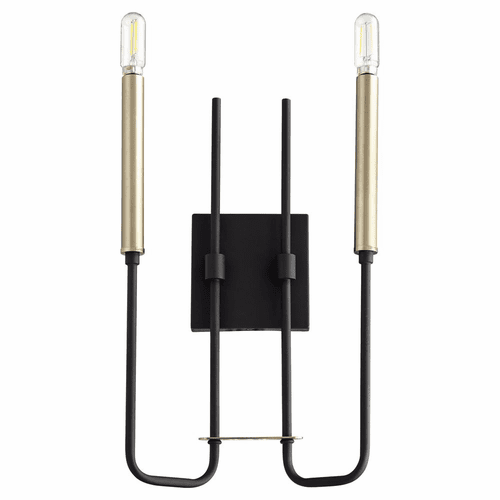 Quorum Hope 2-LT Wall Mount - Noir w/ Aged Brass - 530-2-6980