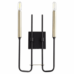 Quorum Hope 2-LT Wall Mount - Noir w/ Aged Brass - 530-2-6980