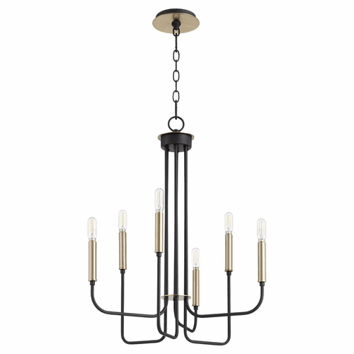 Quorum Hope 6-LT Chandelier - Noir w/ Aged Brass - 630-6-6980