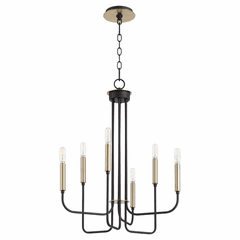 Quorum Hope 6-LT Chandelier - Noir w/ Aged Brass - 630-6-6980
