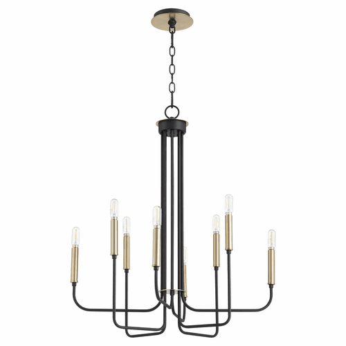 Quorum Hope 8-LT Chandelier - Noir w/ Aged Brass - 630-8-6980