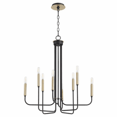 Quorum Hope 8-LT Chandelier - Noir w/ Aged Brass - 630-8-6980