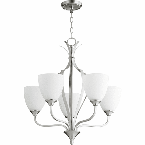 Quorum Jardin 5-LT Chandelier - Satin Nickel - 6127-5-65