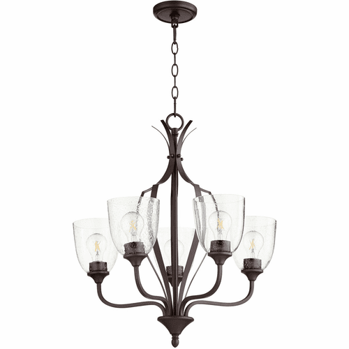 Quorum Jardin Chandelier - Oiled Bronze W/ Clear/Seeded - 6127-5-286