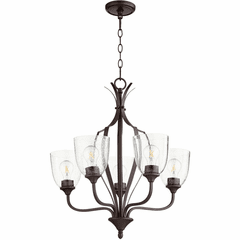 Quorum Jardin Chandelier - Oiled Bronze W/ Clear/Seeded - 6127-5-286