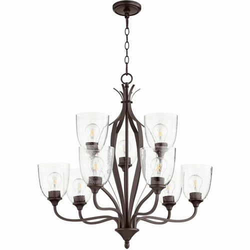 Quorum Jardin Chandelier - Oiled Bronze W/ Clear/Seeded - 6127-9-286