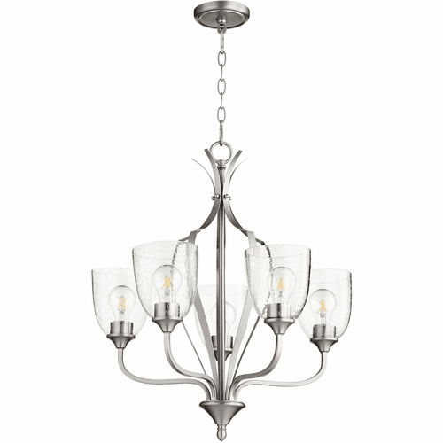 Quorum Jardin Chandelier - Satin Nickel W/ Clear/Seeded - 6127-5-265
