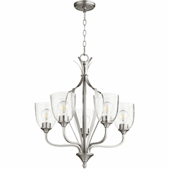 Quorum Jardin Chandelier - Satin Nickel W/ Clear/Seeded - 6127-5-265