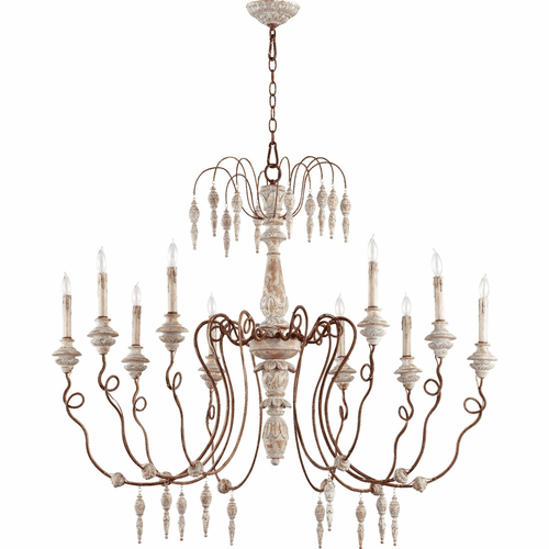 Quorum La Maison 10-LT Chandelier - Manchester Grey W/ Rust Accents - 6352-10-56