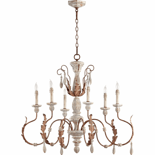 Quorum La Maison 36" 6-LT Chandelier - Manchester Grey W/ Rust Accents - 6152-6-56