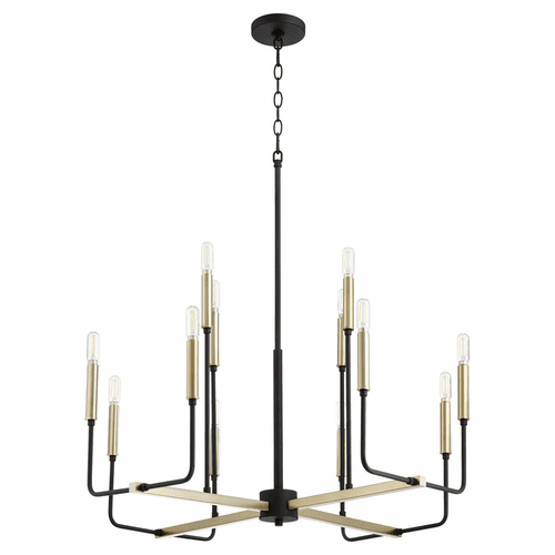 Quorum Lacy 12-LT Chandelier - Noir w/Aged Brass - 631-126980