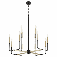 Quorum Lacy 12-LT Chandelier - Noir w/Aged Brass - 631-126980 Quorum Lacy 12-LT Chandelier - Noir w/Aged Brass - 631-126980