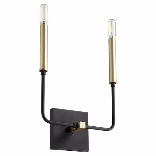 Quorum Lacy 2-LT Wall Mount - Noir w/Aged Brass - 531-2-6980