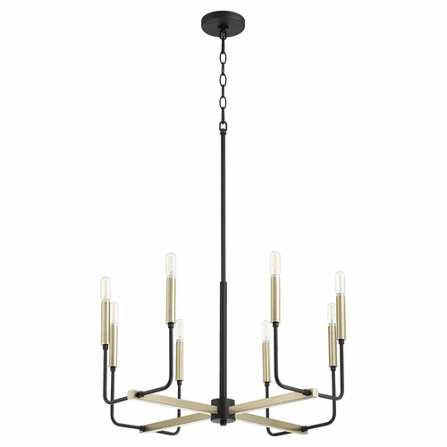 Quorum Lacy 8-LT Chandelier - Noir w/Aged Brass - 631-8-6980
