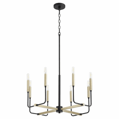 Quorum Lacy 8-LT Chandelier - Noir w/Aged Brass - 631-8-6980
