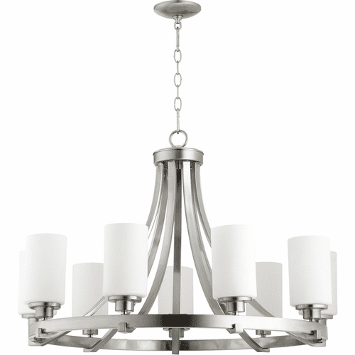 Quorum Lancaster 9-LT Chandelier - Satin Nickel - 6207-9-65