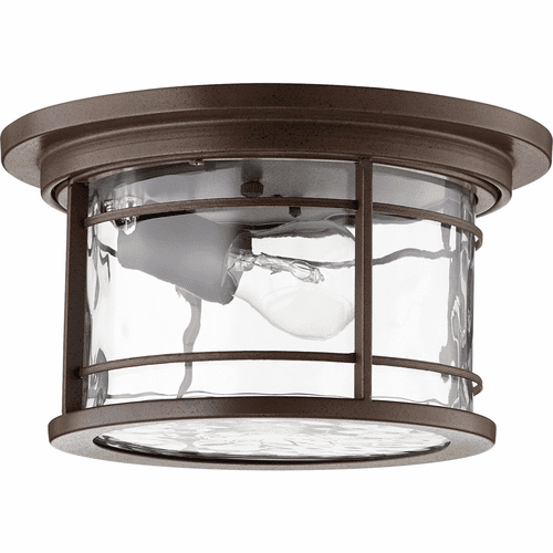 Quorum Larson 11" Clear Outdoor Flushmount - Oiled Bronze  - 3916-11186