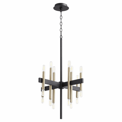 Quorum Luxe 16-LT Chandelier - Noir w/ Aged Brass - 60-16-6980