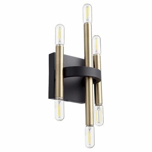 Quorum Luxe 6-LT Wall Mount - Noir w/ Aged Brass - 50-6-6980