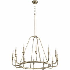 Quorum Marquee 12-LT Chandelier - Aged Silver Leaf  - 6314-12-60
