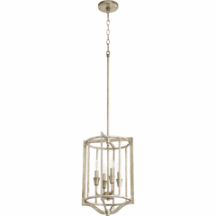 Quorum Marquee 4-LT Pendant - Aged Silver Leaf  - 6814-4-60