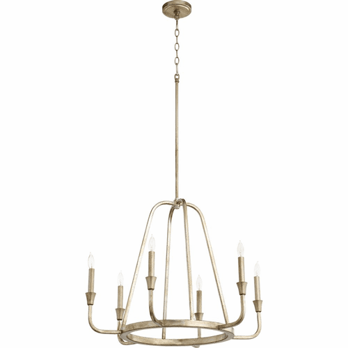 Quorum Marquee 6-LT Chandelier - Aged Silver Leaf  - 6314-6-60