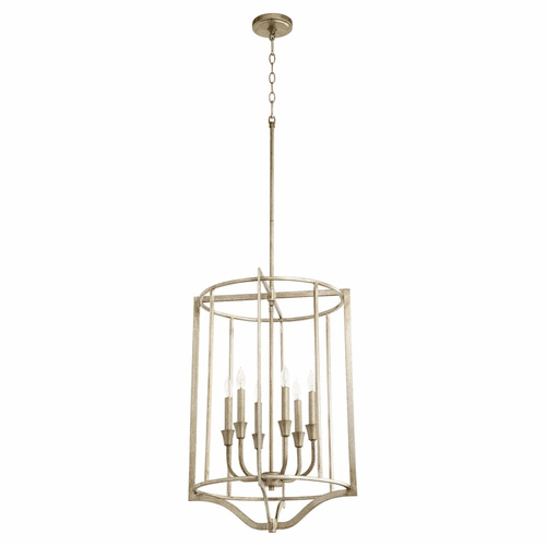 Quorum Marquee 6-LT Pendant - Aged Silver Leaf  - 6814-6-60