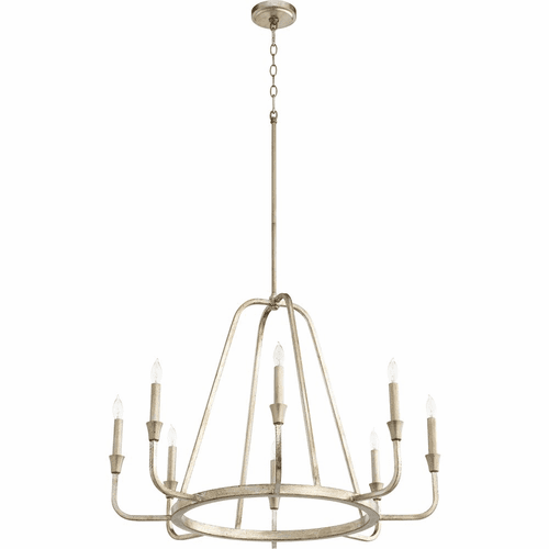 Quorum Marquee 8-LT Chandelier - Aged Silver Leaf  - 6314-8-60