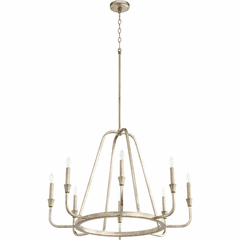 Quorum Marquee 8-LT Chandelier - Aged Silver Leaf  - 6314-8-60