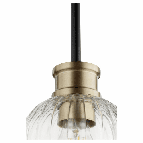 Quorum Monarch 1-LT Pendant - Noir w/ Aged Brass - 310-6980
