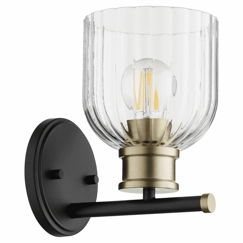 Quorum Monarch 1-LT Wall Mount - Noir w/ Aged Brass - 510-1-6980
