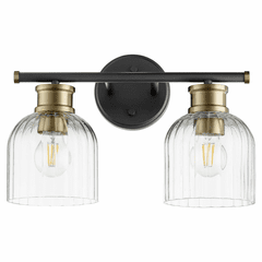 Quorum Monarch 2-LT Bath Vanity Light - Noir w/ Aged Brass - 510-2-6980 Quorum Monarch 2-LT Bath Vanity Light - Noir w/ Aged Brass - 510-2-6980