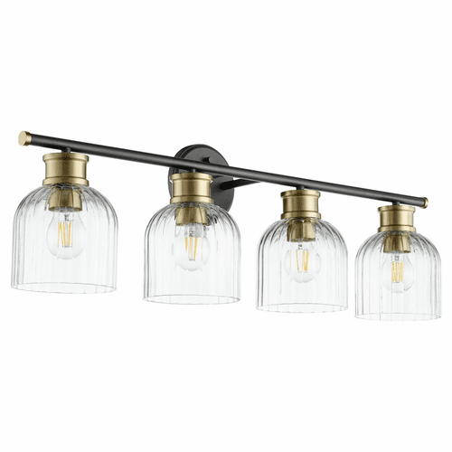 Quorum Monarch 4-LT Bath Vanity Light - Noir w/ Aged Brass - 510-4-6980