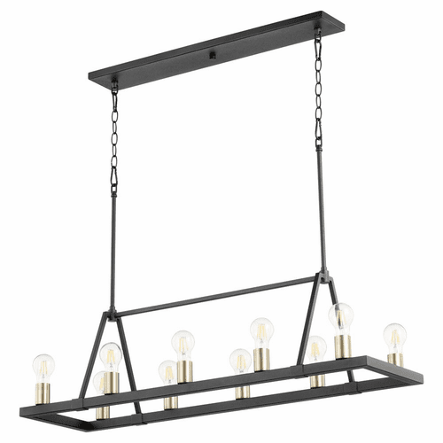 Quorum Paxton 10-LT Linear Chandelier - Noir w/Aged Brass - 84-10-6980