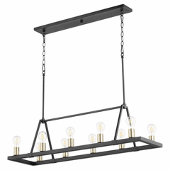 Quorum Paxton 10-LT Linear Chandelier - Noir w/Aged Brass - 84-10-6980