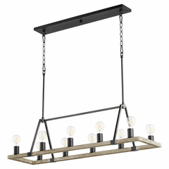 Quorum Paxton 10-LT Linear Chandelier - Noir w/Weathered Oak Finish - 84-10-6941