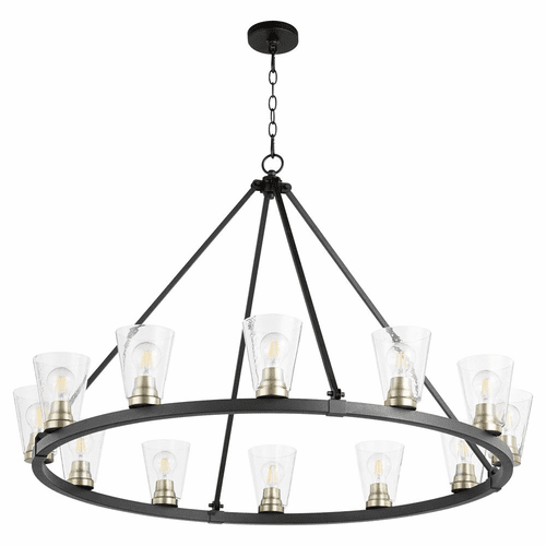 Quorum Paxton 12-LT Chandelier - Noir w/Aged Brass - 63-12-6980