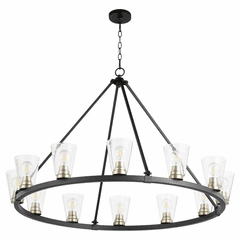 Quorum Paxton 12-LT Chandelier - Noir w/Aged Brass - 63-12-6980