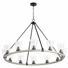 Quorum Paxton 12-LT Chandelier - Noir w/Weathered Oak Finish - 63-12-6941
